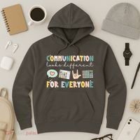 Communication Looks Different For Everyone Autism Awareness Hoodie thumb 3