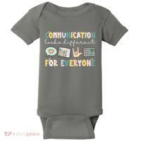 Communication Looks Different For Everyone Autism Awareness Baby Bodysuit thumb 0