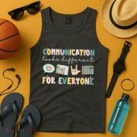 Communication Looks Different For Everyone Autism Awareness Tank Top thumb 4