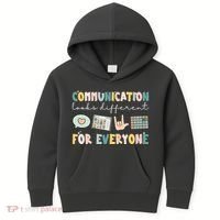 Communication Looks Different For Everyone Autism Awareness Kids Hoodie thumb 0