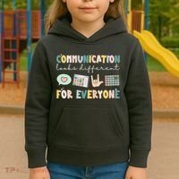 Communication Looks Different For Everyone Autism Awareness Kids Hoodie thumb 3