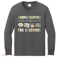 Communication Looks Different For Everyone Autism Awareness Kids Long Sleeve Shirt thumb 0