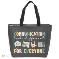 Communication Looks Different For Everyone Autism Awareness Tote Bag thumb 0