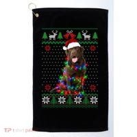 Chocolate Lab Dog Ugly Sweater Christmas Puppy Dog Lover Gift Golf Towel thumb 0