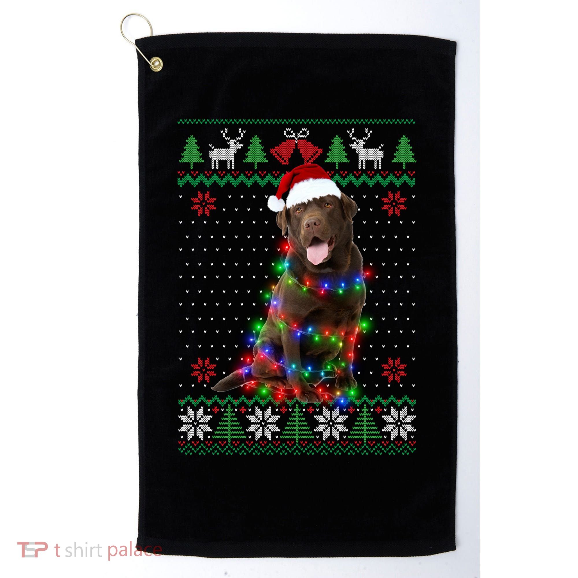 Chocolate Lab Dog Ugly Sweater Christmas Puppy Dog Lover Gift Golf Towel