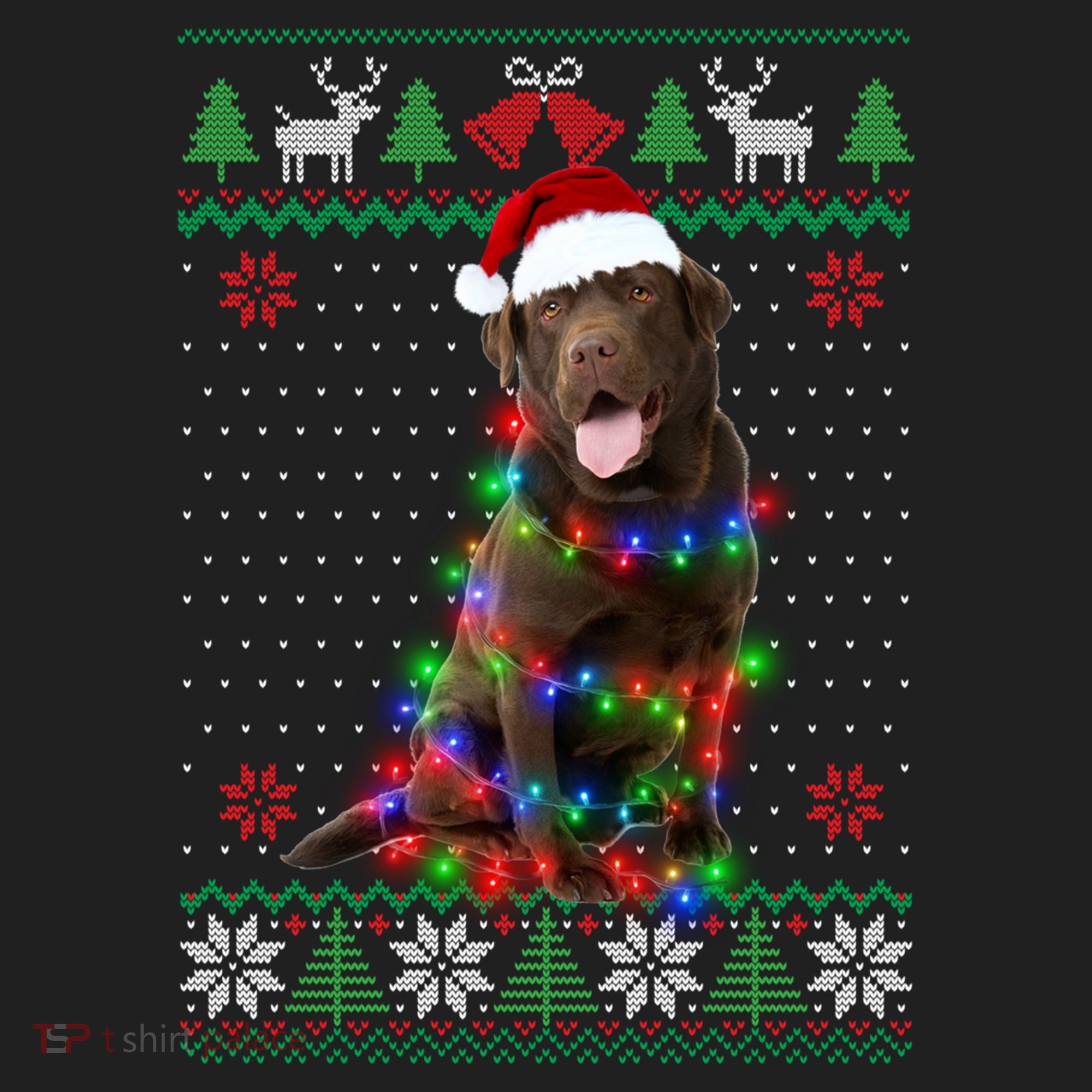Chocolate Lab Dog Ugly Sweater Christmas Puppy Dog Lover Gift Golf Towel