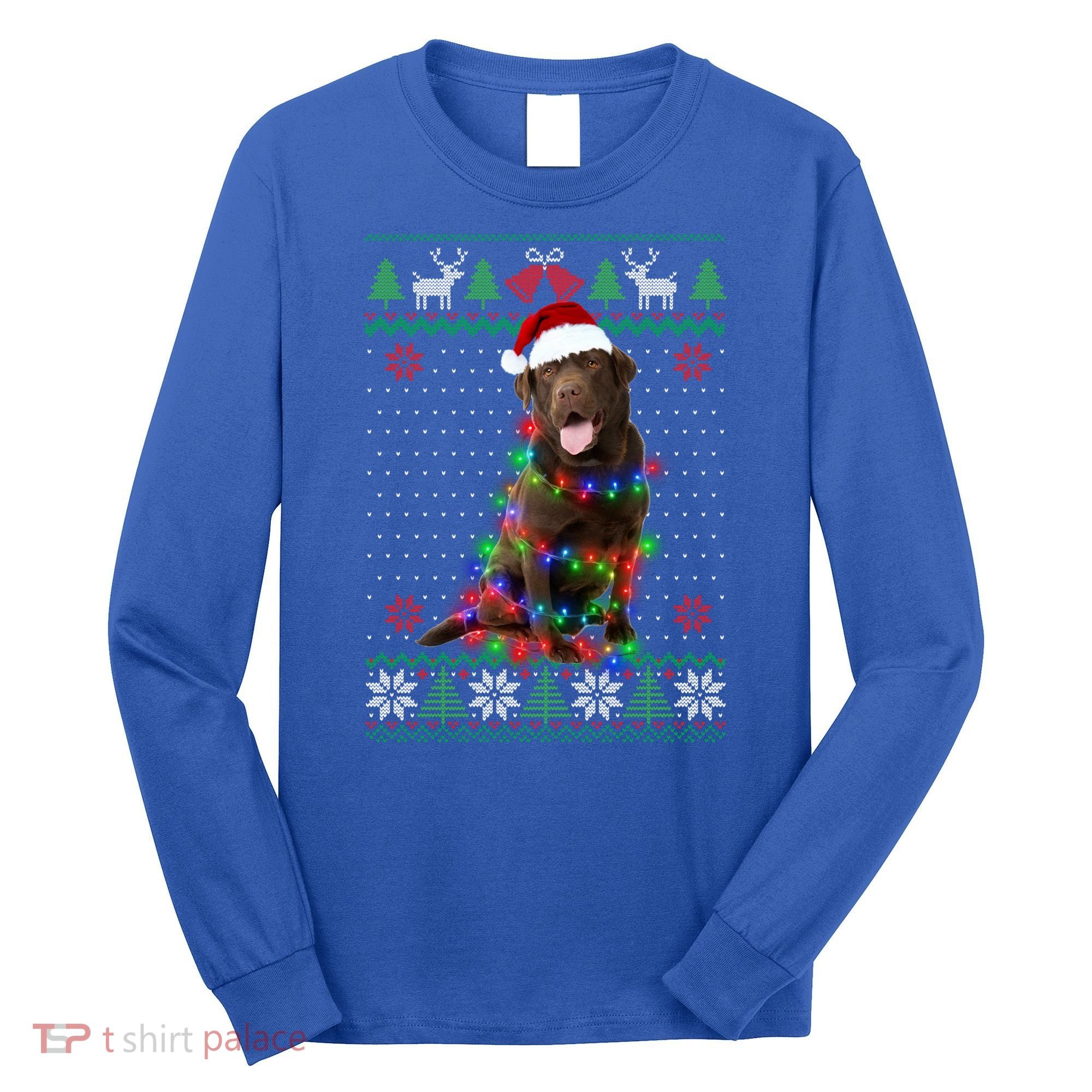 Chocolate Lab Dog Ugly Sweater Christmas Puppy Dog Lover Gift Long Sleeve Shirt