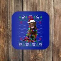 Chocolate Lab Dog Ugly Sweater Christmas Puppy Dog Lover Gift Coaster thumb 0