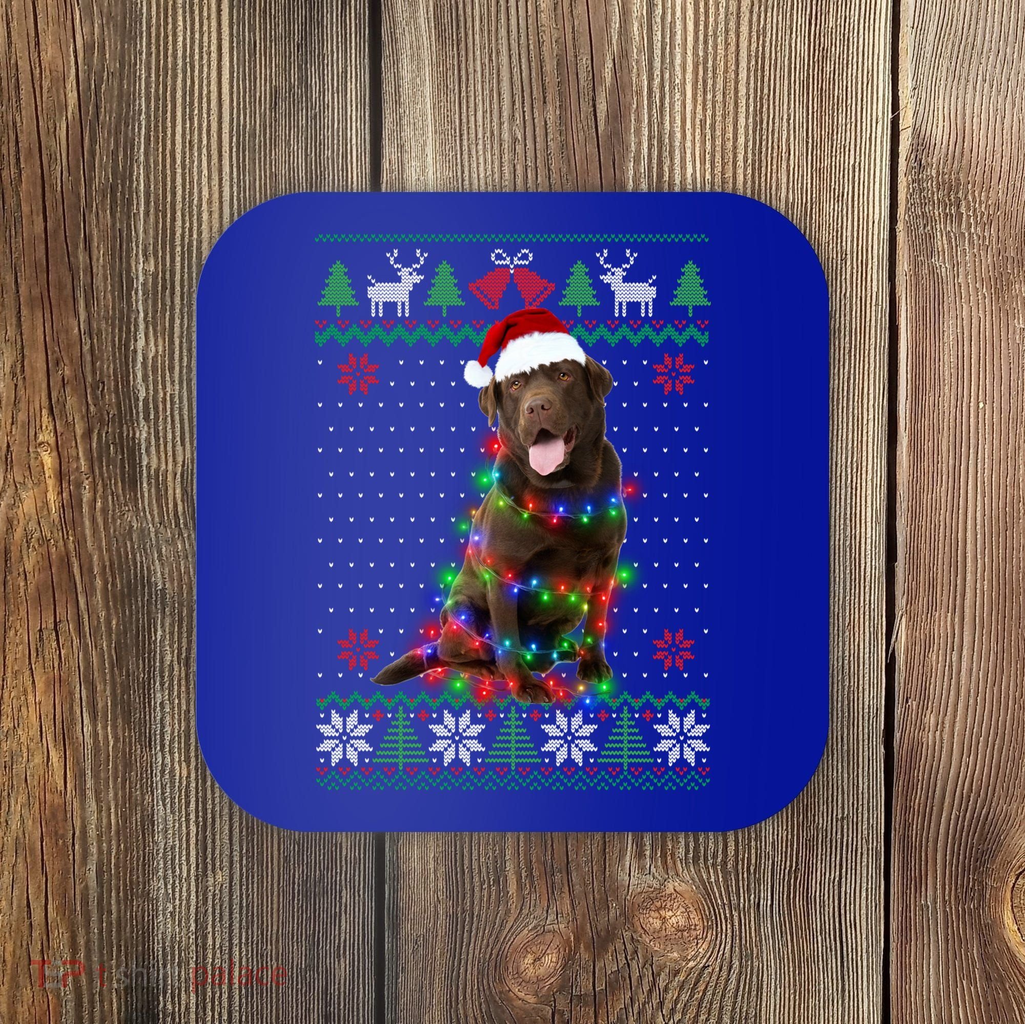 Chocolate Lab Dog Ugly Sweater Christmas Puppy Dog Lover Gift Coaster