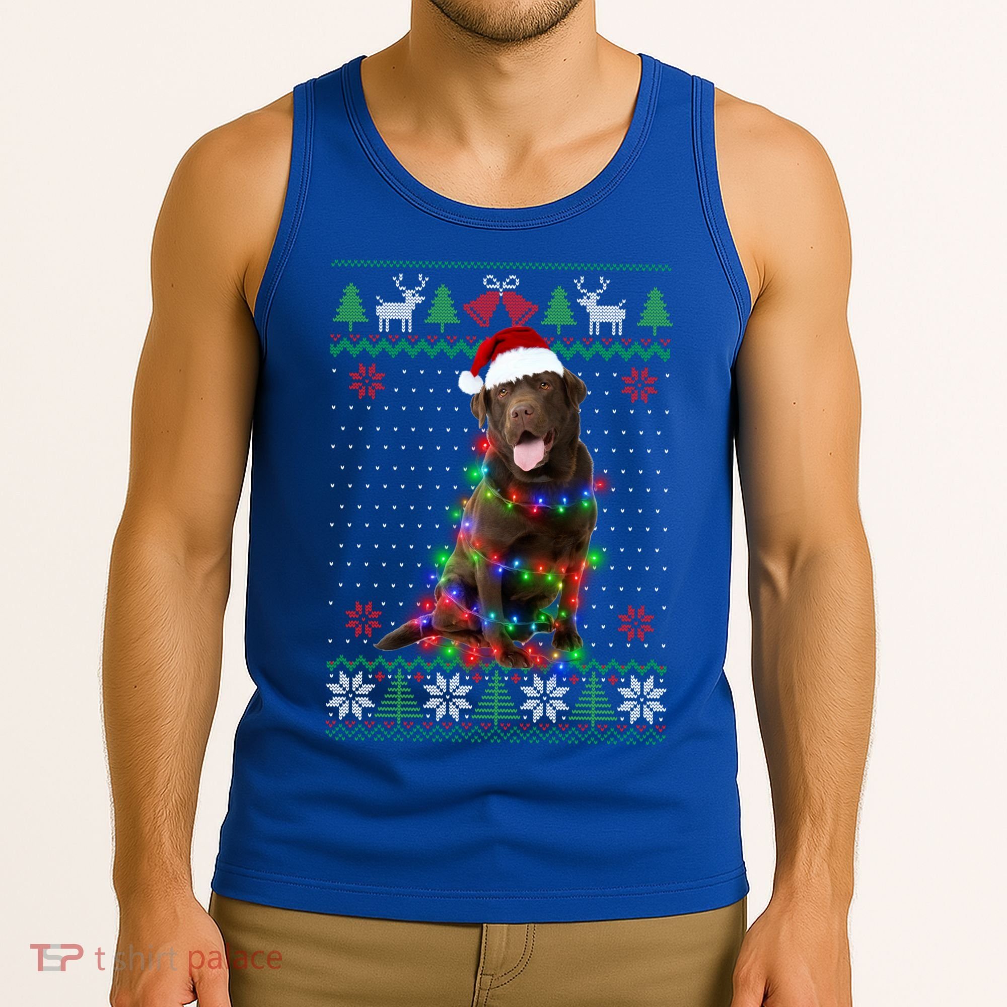 Chocolate Lab Dog Ugly Sweater Christmas Puppy Dog Lover Gift Tank Top