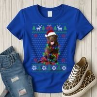 Chocolate Lab Dog Ugly Sweater Christmas Puppy Dog Lover Gift Women's T-Shirt thumb 3