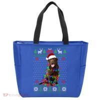 Chocolate Lab Dog Ugly Sweater Christmas Puppy Dog Lover Gift Tote Bag thumb 0