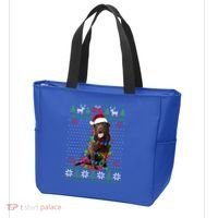 Chocolate Lab Dog Ugly Sweater Christmas Puppy Dog Lover Gift Tote Bag thumb 3
