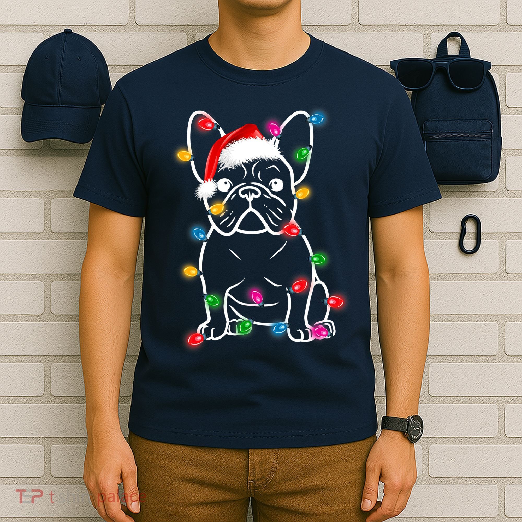 Christmas Lights Dog French Bulldog T-Shirt