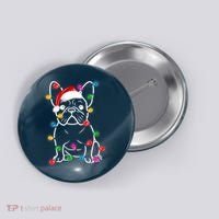 Christmas Lights Dog French Bulldog Button thumb 0
