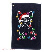 Christmas Lights Dog French Bulldog Golf Towel thumb 0