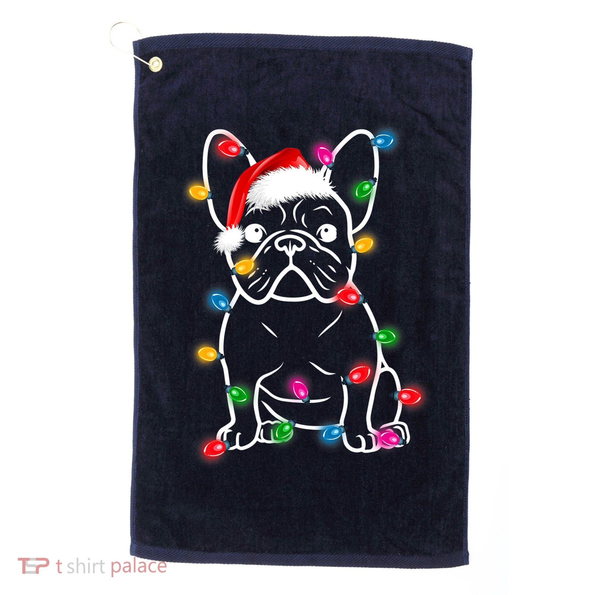 Christmas Lights Dog French Bulldog Golf Towel