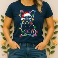 Christmas Lights Dog French Bulldog Women's T-Shirt thumb 2