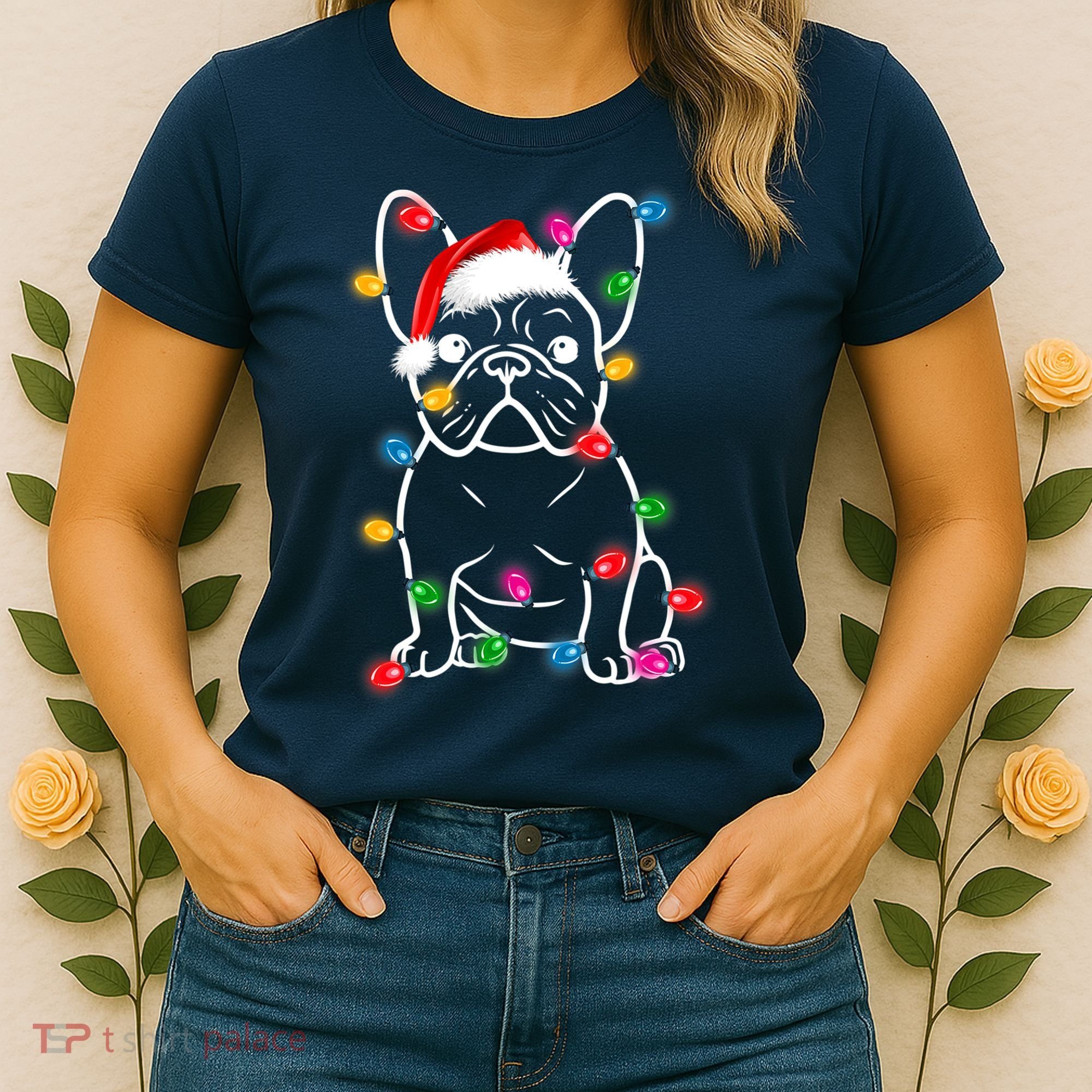 Christmas Lights Dog French Bulldog Women's T-Shirt