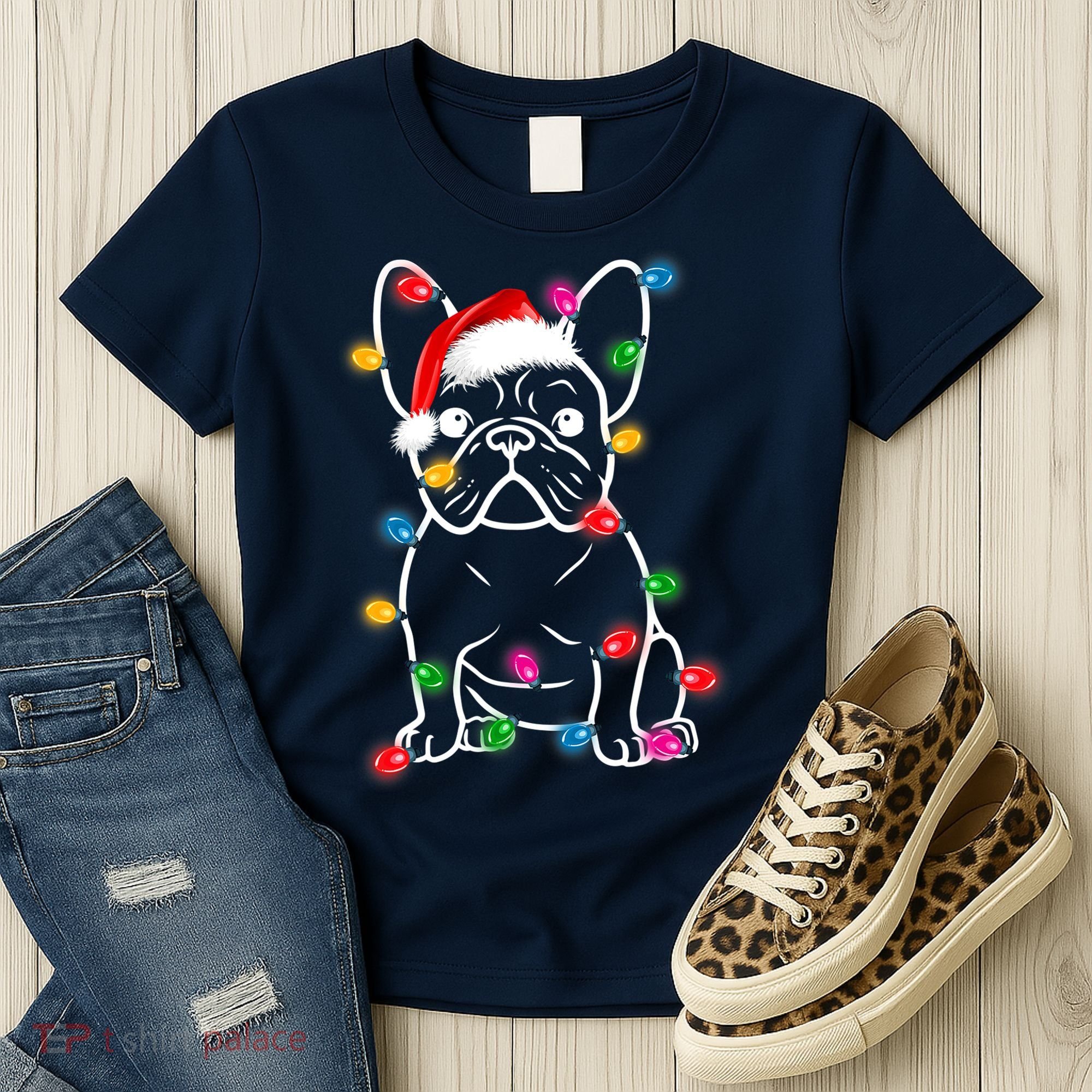 Christmas Lights Dog French Bulldog Women's T-Shirt