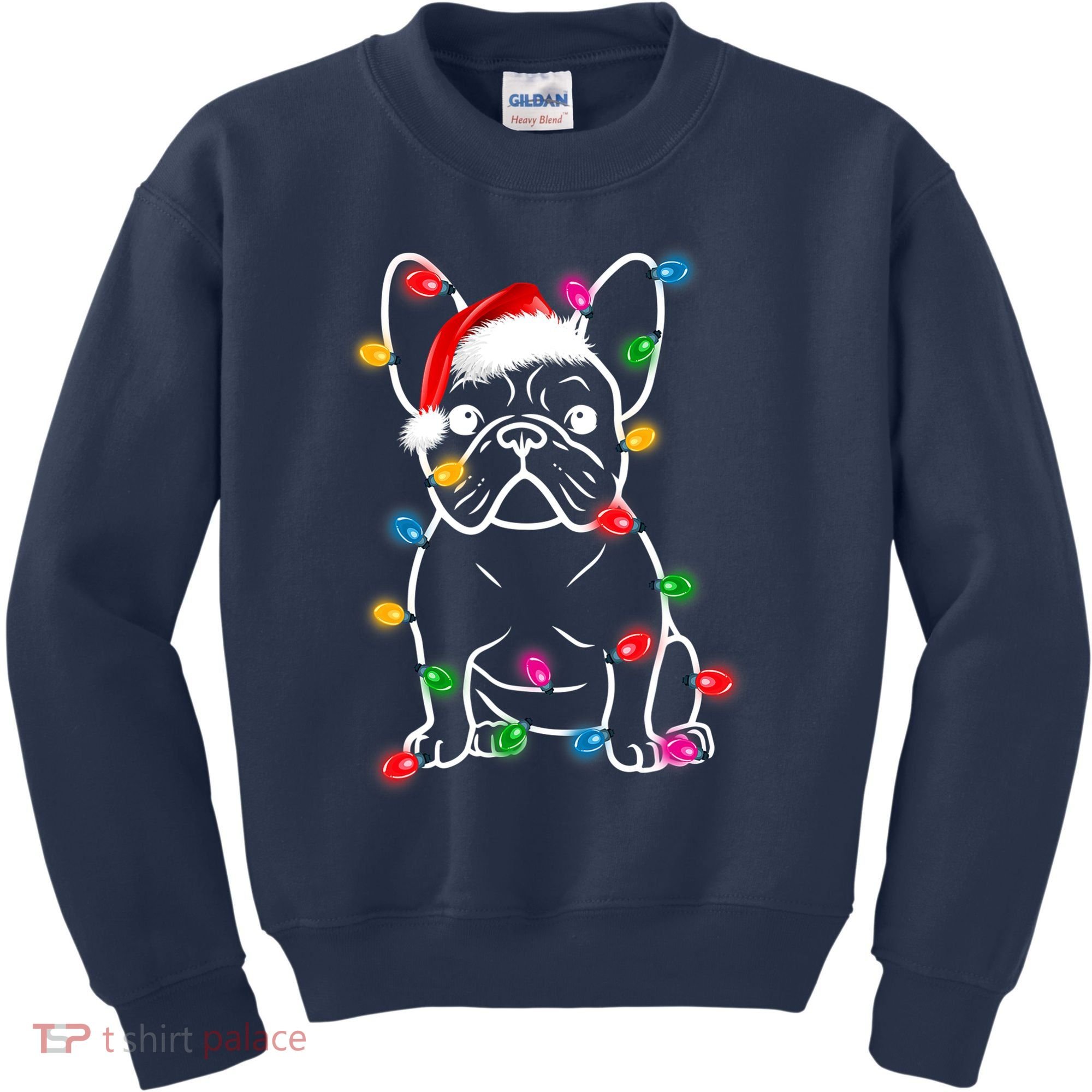 Christmas Lights Dog French Bulldog Kids Sweatshirt