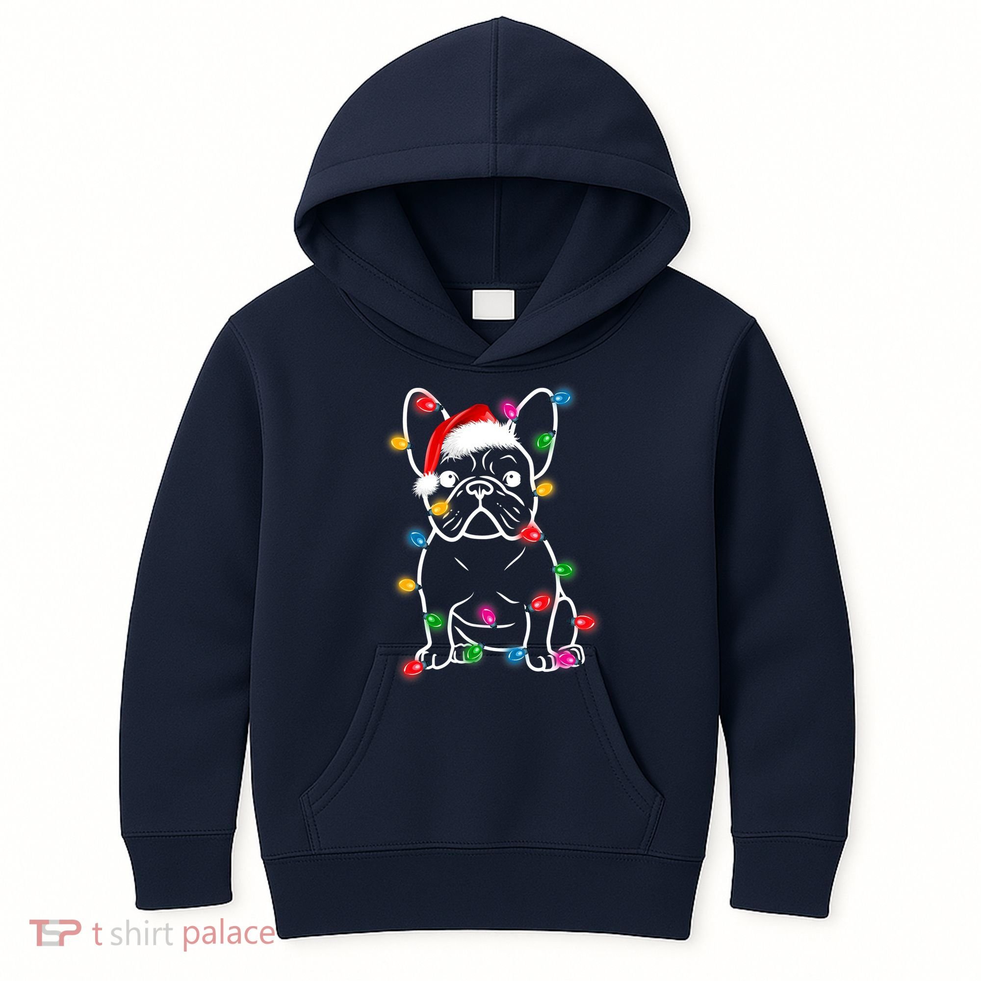 Christmas Lights Dog French Bulldog Kids Hoodie