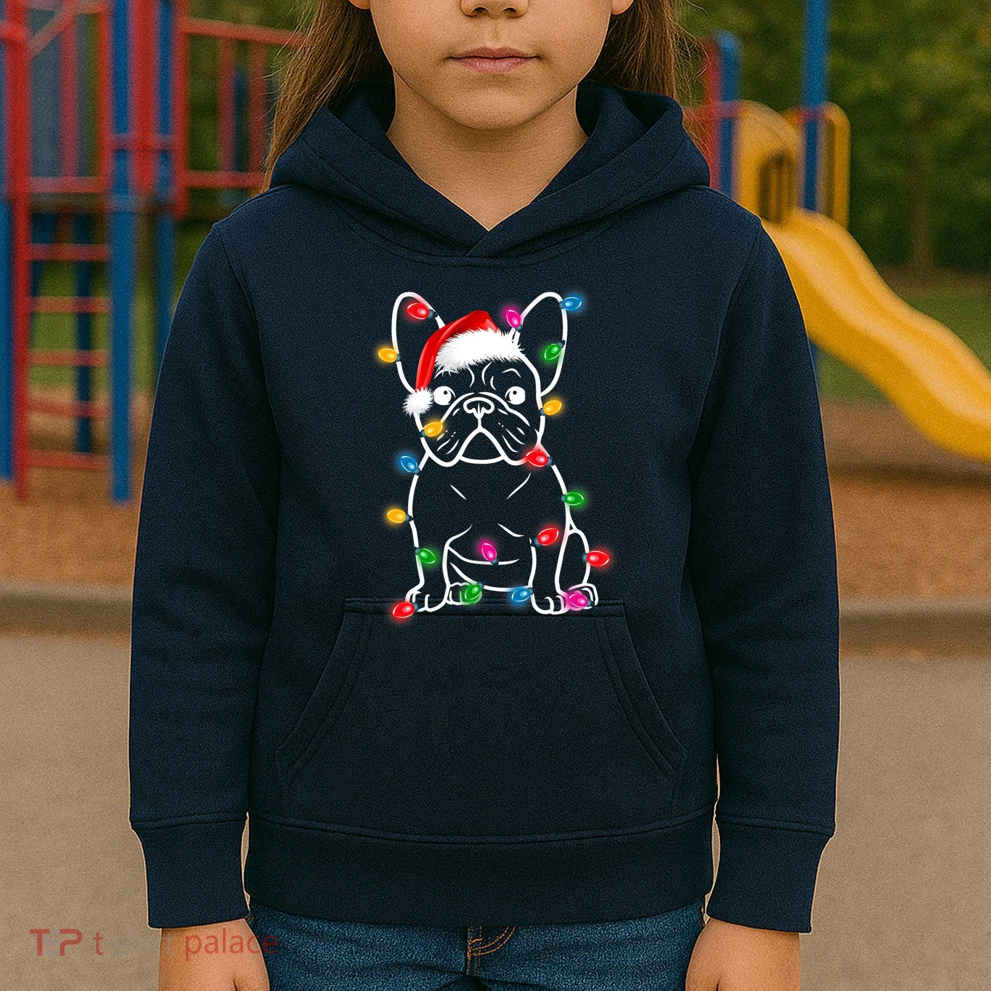 Christmas Lights Dog French Bulldog Kids Hoodie