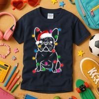 Christmas Lights Dog French Bulldog Kids T-Shirt thumb 3