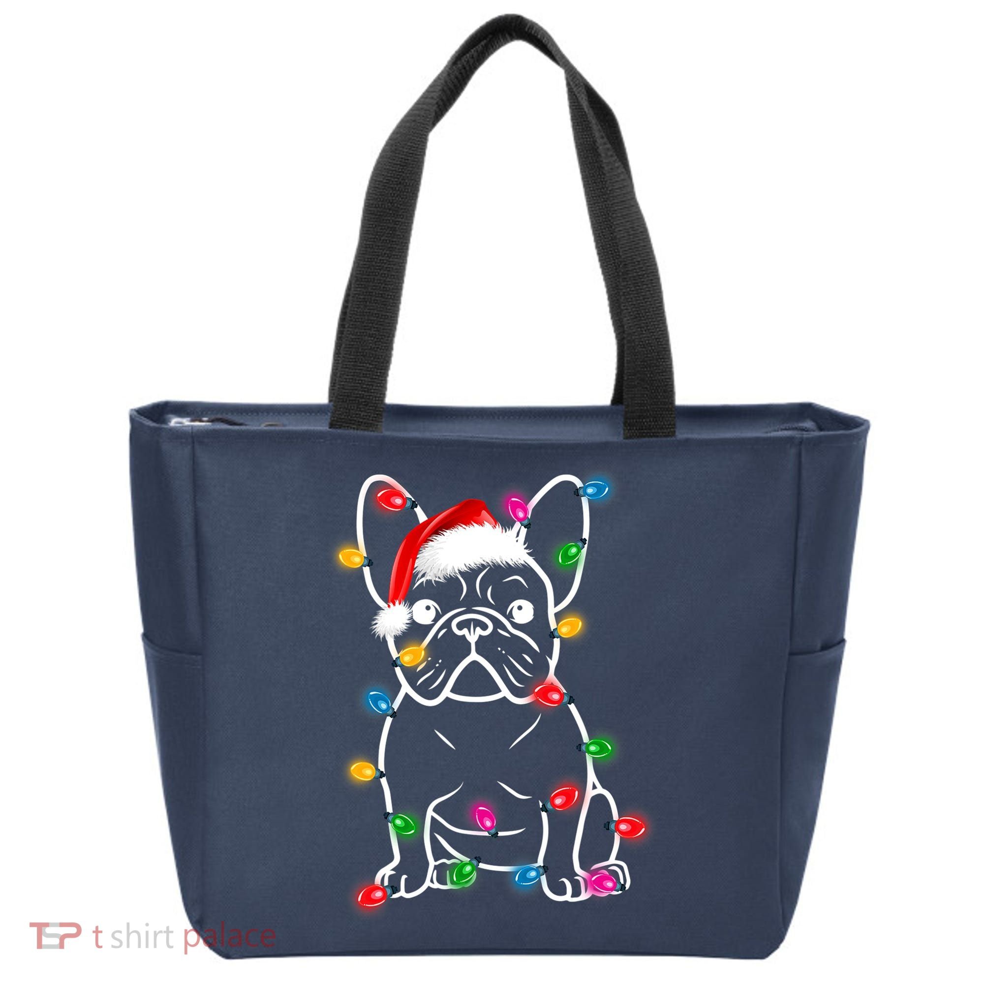 Christmas Lights Dog French Bulldog Tote Bag