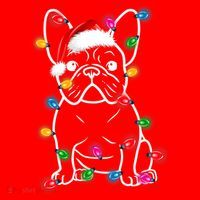 Christmas Lights Dog French Bulldog Santa Hat thumb 1