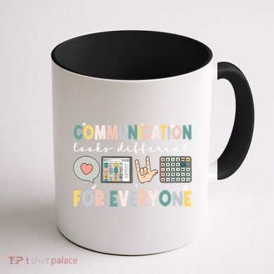 Communication Looks Different For Everyone Autism Awareness Gift Coffee Mug back