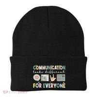 Communication Looks Different For Everyone Autism Awareness Gift Beanie thumb 0