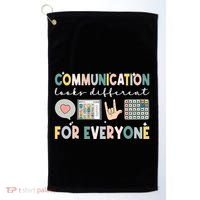 Communication Looks Different For Everyone Autism Awareness Gift Golf Towel thumb 0
