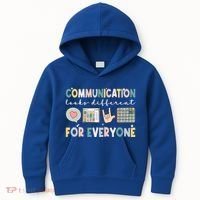 Communication Looks Different For Everyone Autism Awareness Gift Kids Hoodie thumb 0