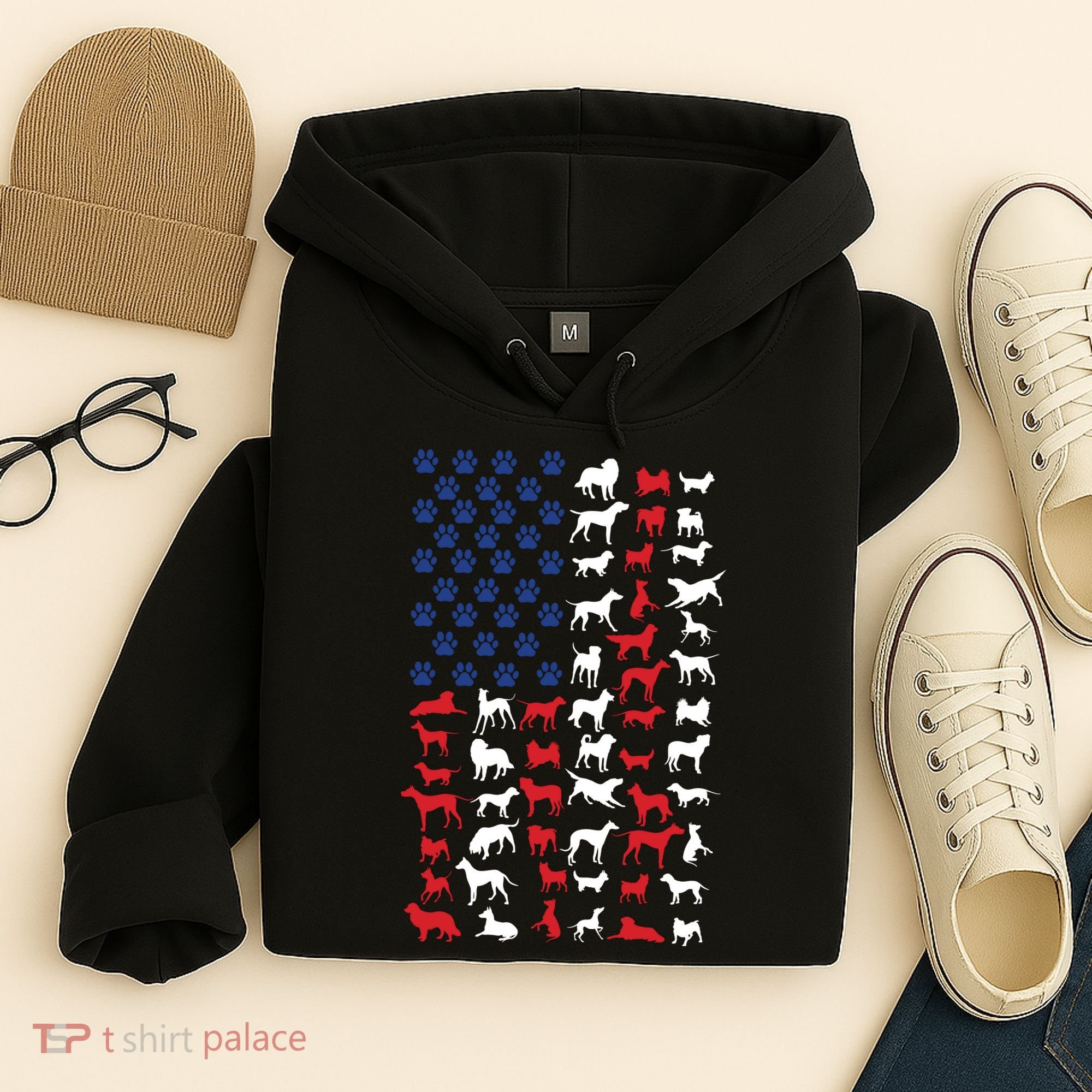 Dog Flag Usa Hoodie