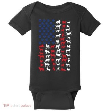 Dog Flag Usa Baby Bodysuit