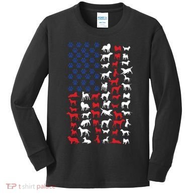 Dog Flag Usa Kids Long Sleeve Shirt
