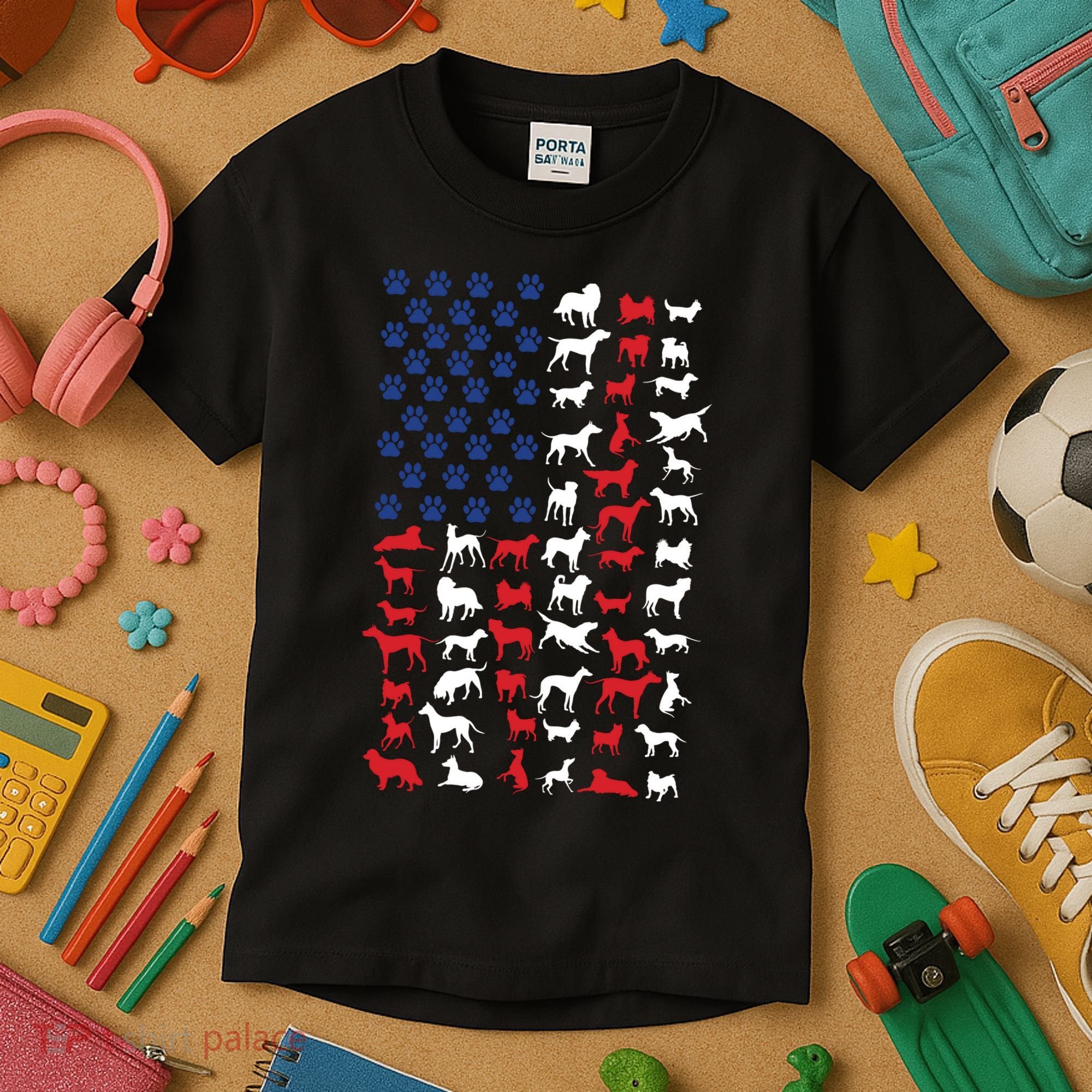 Dog Flag Usa Kids T-Shirt