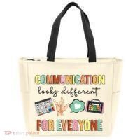 Communication Looks Different For Everyone Speech Therapy Tote Bag thumb 0