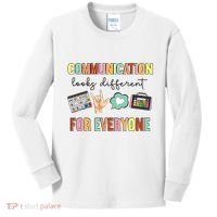 Communication Looks Different For Everyone Speech Therapy Kids Long Sleeve Shirt thumb 0