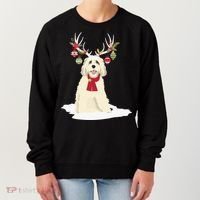 Cute Labradoodle Doodle Christmas Reindeer Graphic Holiday Women's Sweatshirt thumb 0