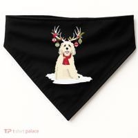 Cute Labradoodle Doodle Christmas Reindeer Graphic Holiday USA-Made Doggie Bandana thumb 0