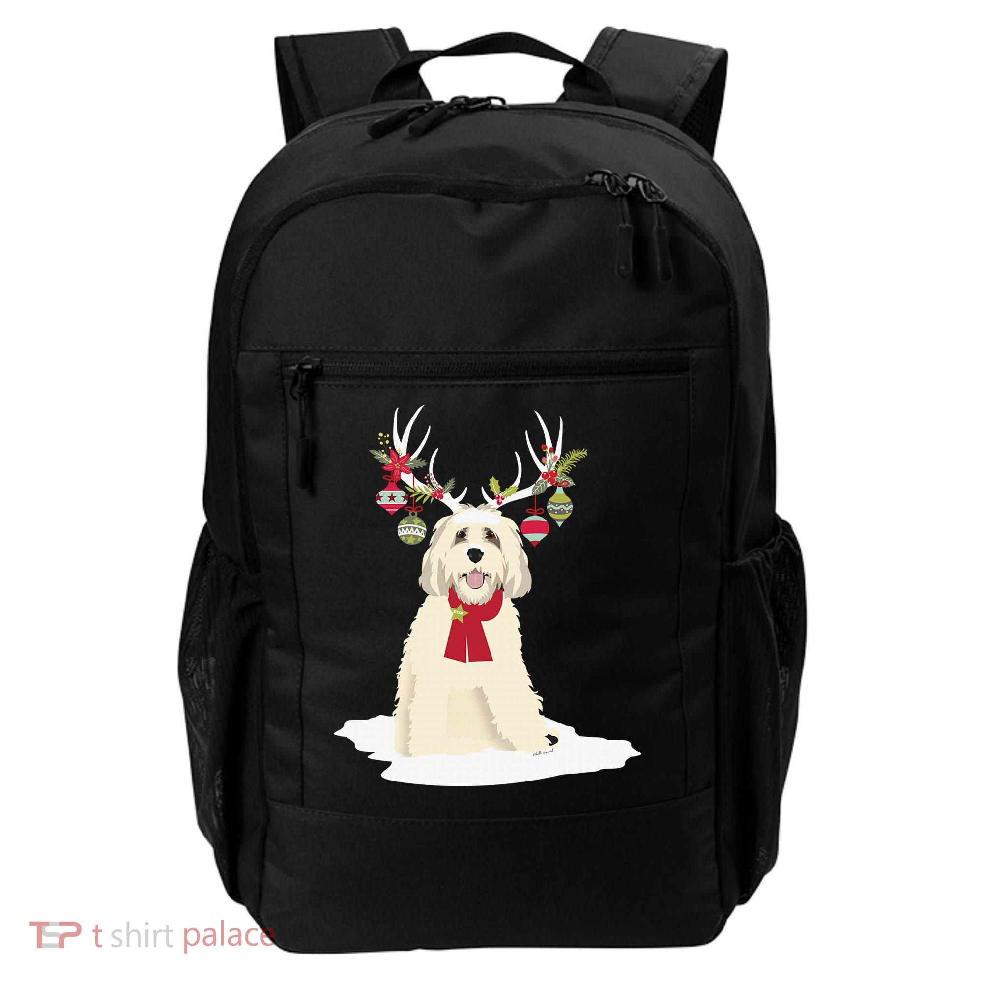 Cute Labradoodle Doodle Christmas Reindeer Graphic Holiday Backpack