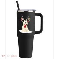 Cute Labradoodle Doodle Christmas Reindeer Graphic Holiday 40oz Vacuum Insulated Stainless Steel Travel Tumbler thumb 0