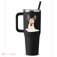 Cute Labradoodle Doodle Christmas Reindeer Graphic Holiday 40oz Vacuum Insulated Stainless Steel Travel Tumbler thumb 2