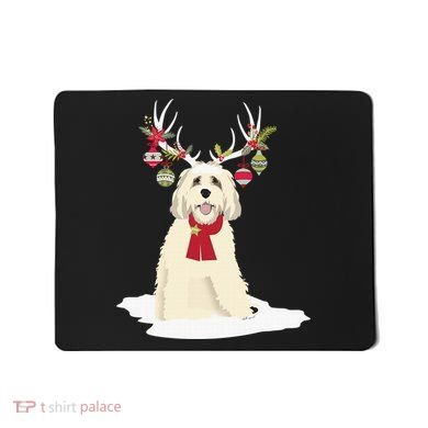 Cute Labradoodle Doodle Christmas Reindeer Graphic Holiday Mousepad