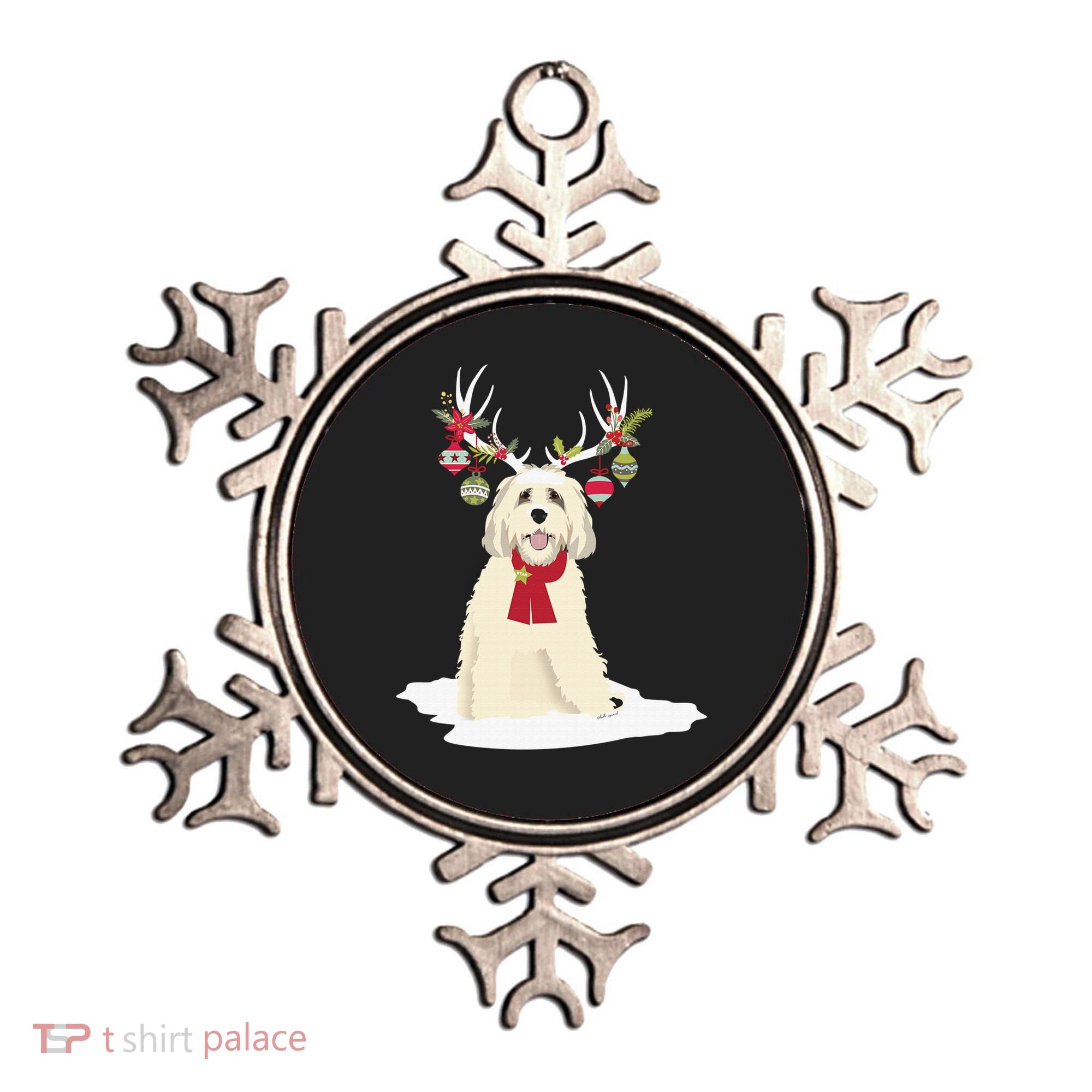 Cute Labradoodle Doodle Christmas Reindeer Graphic Holiday Ornament