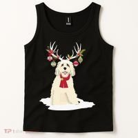 Cute Labradoodle Doodle Christmas Reindeer Graphic Holiday Tank Top thumb 2