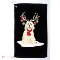 Cute Labradoodle Doodle Christmas Reindeer Graphic Holiday Golf Towel thumb 0