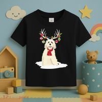 Cute Labradoodle Doodle Christmas Reindeer Graphic Holiday Toddler T-Shirt thumb 3